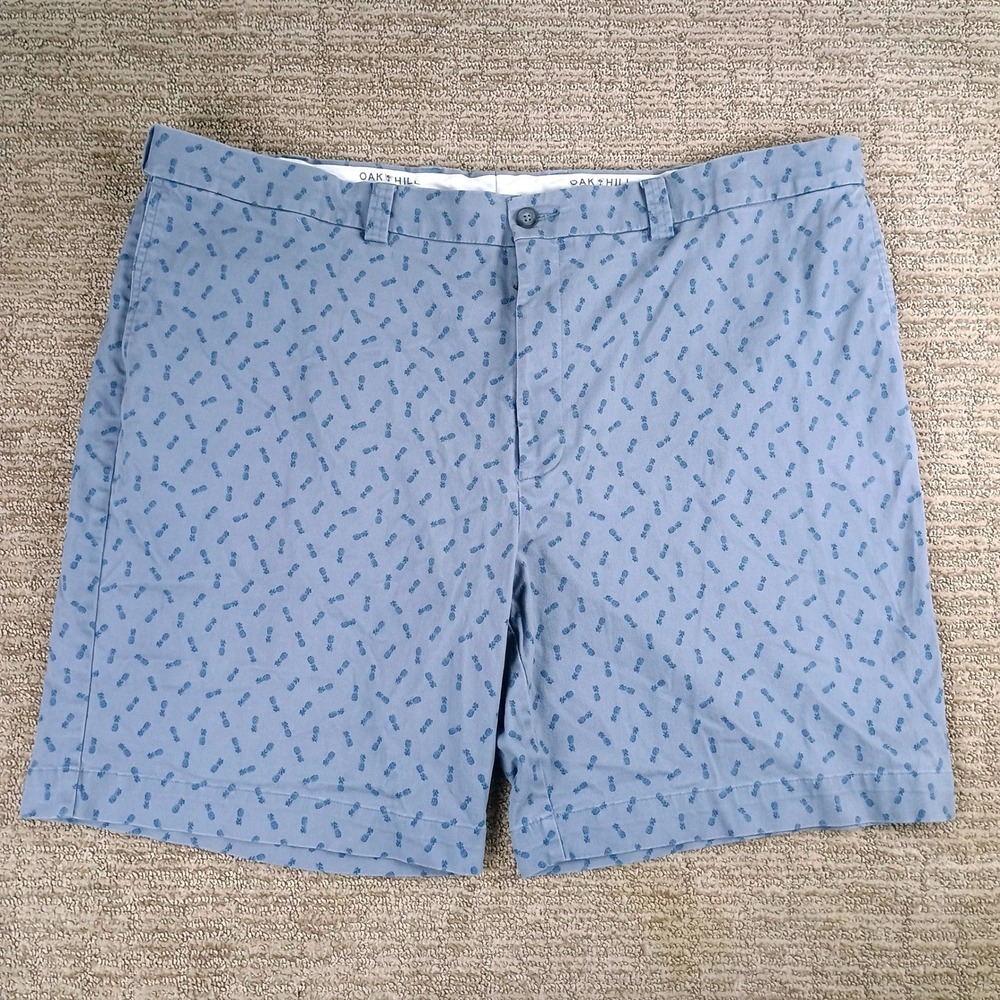 Oak Hill Pineapple Print Chino Shorts Men 46 Blue Tropical Summer Casual Beach